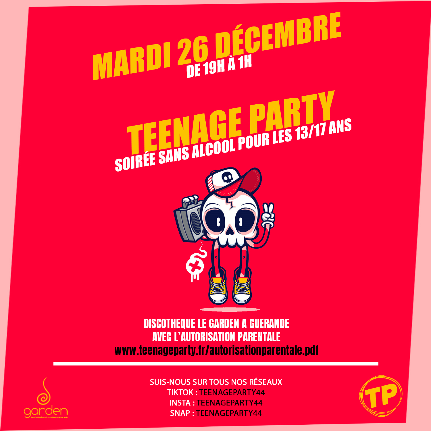 MARDI 26 DÉCEMBRE 2023 - TEENAGE PARTY